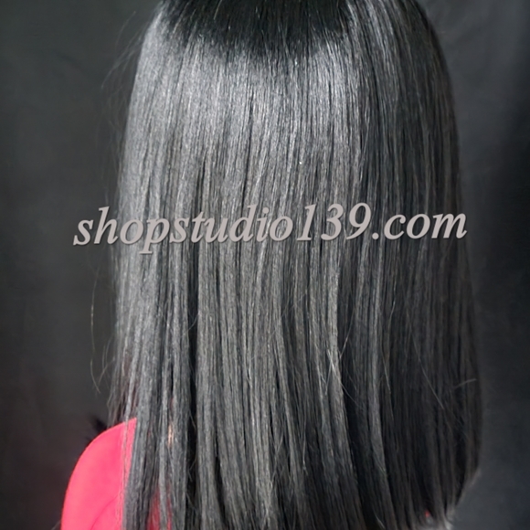 Human hair long black bob lacefront wig - Picture 4 of 4